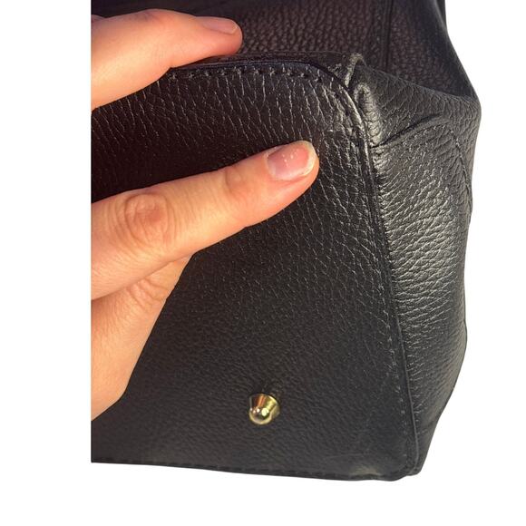 Vintage Italian Black Leather Structured Handbag - Picture 15 of 16